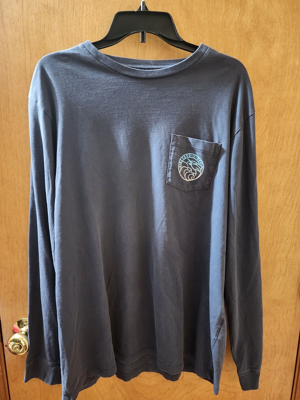 Vineyard Vines Men Blue Long Sleeve Graphic Pocket T-Shirt Size L